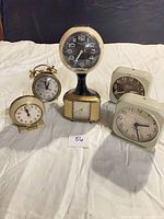 Group shot of all six clocks