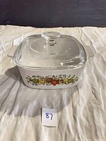 Front view of CorningWare Spice of Life casserole with lid