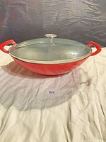 Wok with glass lid attached showing overall appearance