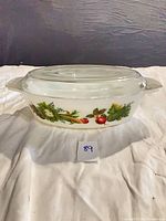 Casserole with lid showing vegetable motif