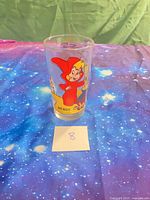 Front view of glass showing Wendy graphic and name panel