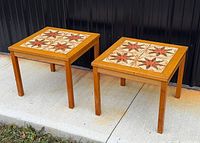 Pair of Danish teak side tables, full view