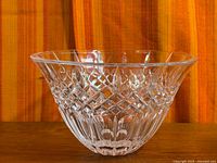 Side view of Waterford Marquis crystal bowl showing cut pattern