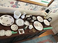 Wide view of all items on sideboard