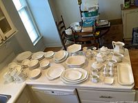 Overall view of full dinnerware set on countertop