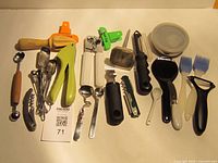 Overview of all kitchen utensils and gadgets laid out