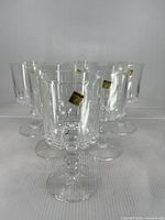 Front view showing all six crystal goblets