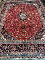 Full view of rug showing overall pattern, borders and size