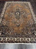 Full view of entire rug showing pattern, colors, and size