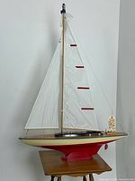 Full view of pond yacht on stand