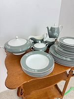 Full dinnerware set on table