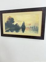 Full view of framed watercolour seascape