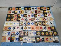 Full overhead view of entire collection laid out in rows