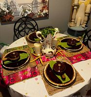 Pitcher displayed on set dining table showing overall form and color