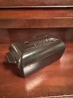 Loaf baker assembled, showing black glazed exterior