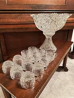 Full set showing bowl on stand with twelve cups