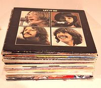 Stack of LPs, Let It Be cover shown