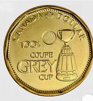 Reverse of 2012 Grey Cup commemorative loonie