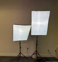 Both softbox lights illuminated on stands
