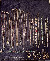 Full lot overview showing necklaces, bracelets, rings and earrings