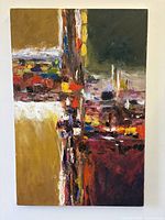 Full view of the abstract oil painting showing overall composition