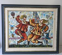 Full view of framed painting showing complete artwork and frame