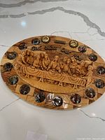 Full view of plaque on countertop