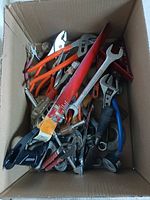 overview of box showing assorted tools