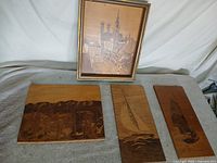 Overview of all four wood inlay panels