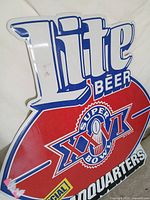 Front view of entire Miller Lite Super Bowl XXVI sign