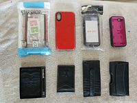 Flat lay showing all eight cases and holders