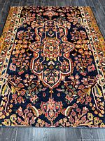 Full view of rug showing overall pattern and colours