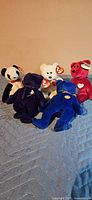 All five Ty Beanie Babies arranged on surface