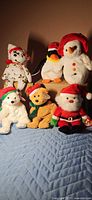 Group shot of all six holiday Ty Beanie Babies plush toys