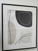 Vertical framed print with organic oval shapes, black frame and white mat