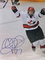 Front of signed 8x10 Hockey Canada photo showing player and autograph