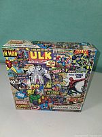 Front view of sealed Marvel Comics collage puzzle box