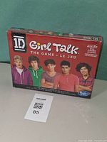 Front of sealed One Direction Girl Talk board game showing branding and age/player info