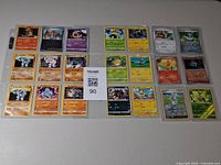 Overall view of 24 sleeved Pokémon cards