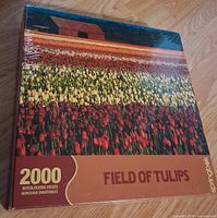 Front view of sealed Springbok Field of Tulips 2000-piece puzzle box