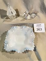 Top view of all three glass items displayed together