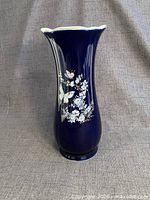 Full view of cobalt blue porcelain vase front