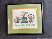 Front view of framed cross-stitch showing full artwork, mat and frame