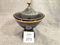 Front view showing full candy dish on pedestal