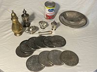 All items grouped: coasters, bowl, shakers, pitcher, sugar bowl, tongs