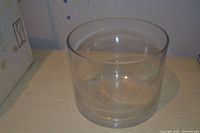 Wide clear glass vase front view