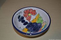 Top view showing hand-painted interior design and signature