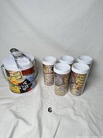 Ice bucket with tongs and six tumblers