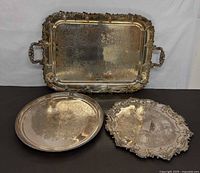 Front view of all three trays to show sizes and styles