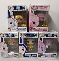 All five Funko Pop Animation figures in boxes displayed